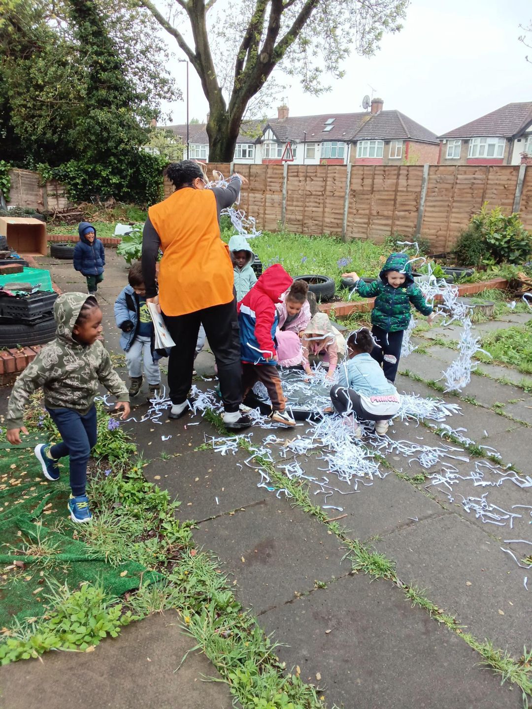 Tranquil nature garden at our Tottenham location where children connect with nature